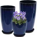 Neoaider Set of 3 Tall Planter, 24/21/12in Large Plastic Planter, Blue