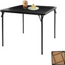 ELEVON 34" Square Folding Table, Portable Card Table with Collapsible Legs and Padded Sponge Top for Indoor/Outdoor Use, Perfect for Camping, Office, Party and Dining, Black