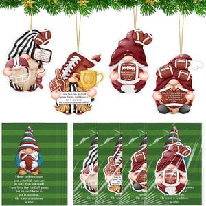 20 Sets Christmas Football Ornaments Gnomes Ornaments with Inspirational Card Scent Sachets Air Freshener Employee Appreciation Gift for Office Coworker Staff Football Team Xmas Tree Decor