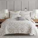 Levtex Home - Becker Taupe Quilt Set - King Quilt and Two King Shams - Ikat - Taupe, Grey and Cream - Quilt (106x92 in.) and Shams (20x36 in.) - Reversible - Cotton