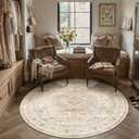 5R Beige Washable Round Rug Non Slip Vintage Carpet
Low Pile, Durable, Soft, Lightweight Rug for Living Room, Kitchen, Bedroom, Nursery, Office, Dining Room, Hallway, Home Decor