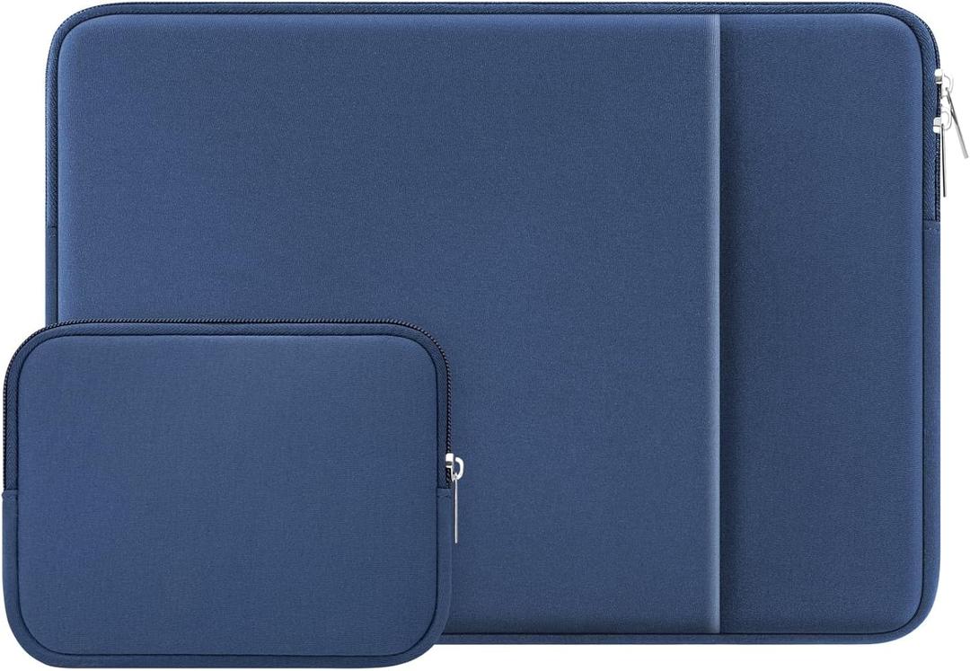 RAINYEAR 14 Inch Laptop Sleeve Case Protective Soft Padded Zipper Cover Carrying Computer Bag with Front Pocket & Accessories Pouch,Compatible with 14" Notebook Chromebook Tablet Ultrabook (Navy Blue)