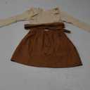 Fernvia Toddler Baby Girl Fall Winter Skirt Set Turtleneck Ribbed Long Sleeve T-Shirt Top & Plaid Skirts Dress 2Pcs Outfits (G Beige, 3-4 Years)