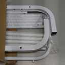 JIUYOTREE Metal Clothing Rack with Wheels, 43.3 Inches Rolling Clothes Garment Coat Rack with Bottom Shelf, Clothing Rack for Hanging Clothes, Coats, Skirts, Shirts, Sweaters, White