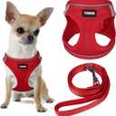 YIMEIS Dog Harness and Leash Set, No Pull Soft Mesh Pet Harness, Reflective Adjustable Puppy Vest for Small Medium Large Dogs, Cats (Red 02, X-Small (Pack of 1)