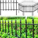 Metal Decorative Garden Fence 22" Wide x 18" High (5 Panels, Total Length 9.17 feet), Metal Border Folding Fence, Landscape Fencing for Flower Bed, Yard, Animal Barrier (Black)