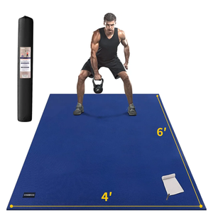CAMBIVO Large Exercise Mat for Home Workout, 8'x6'/7'x5'/6'x4' (7 mm) Extra Thick Exercise Mat for Home Gym, Shoe-Friendly, Non-Slip Gym Mat for Jump Rope, Weights, Cardio, Fitness