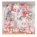 148pcs Pink Winter Wonderland Balloon Arch Kit, Pink White Metallic Red Silver Balloons with Snowflake Foil Balloons for Baby Shower 1st Birthday Pink Winter Wonderland Party Decorations