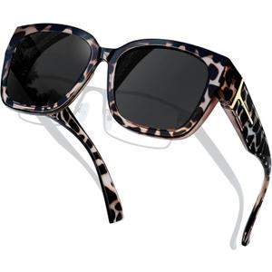KANASTAL Oversized Over Glasses Sunglasses for Women Men Square Fit Over Polarized Sun Glasses UV400 (a02gray Leopard Print/Black)