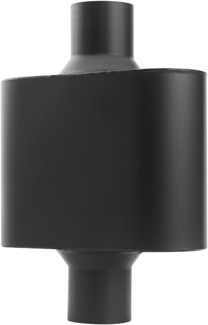 A-KARCK Single Chamber Muffler 2.5" Center Inlet 2.5" Dual Outlet, 13" Overall Length Aluminized Steel Aggressive Sound Race Muffler