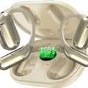 Wireless Open-Ear Bluetooth Earbuds with ENC Noise Cancelling Mic, HiFi Stereo Sound & Deep Bass, IP54 Water-Resistant, 60H Long Battery Life, for Running, Travel, Work & Translation Studies(Cream)