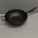 GreenPan Carbon Steel Wok 14, Flat Bottom, Durable Stir-Fry Pan, Pre-Seasoned Ready to Use, High Heat Retention, Induction, Ash Wood Handle, Kyoto, Black