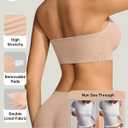 OEAK Strapless Bras for Women Wireless Bandeau Bra Non Slip Push Up Tube Top Seamless Bras Comfortable Padded Bralette (Beige, XS)