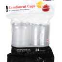 Condiment Cups, 2 oz. clear plastic cups with lids 24 cups