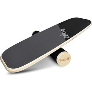 Yes4All Balance Board Sports Trainer, Surf Trainer Board With Adjustable Stoppers, Improve Core Strength and Balance Control (A. Gray/Black)