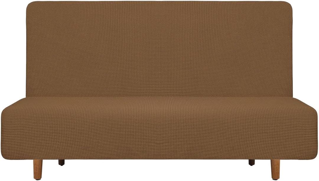 uxcell Stretch Sofa Bed Cover, Polyester Couch Slipcover Sofa Protector Covers Without Armrests for Living Room Fit Length 190-210cm/75-83, Light Coffee