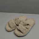 EverFoams Womens Fuzzy Open-toe Slippers Soft Comfy Memory Foam Indoor House Shoes (9-10, Vintage Khaki)