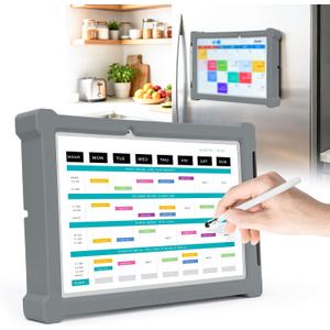 Magnetic Silicone Case Compatible with 15” Touchscreen Calendar, Electronic Calendar Accessory Kit Include Magnetic Silicone Case & 3-in-1 Stylus Pen for Calendar(Grey)