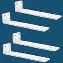 MLOQI 4 Pack Floating Shelf Bracket Heavy Duty, Hidden Shelf Brackets 5mm Thick L Brackets for Shelves up to 50 KG (White 30cm)