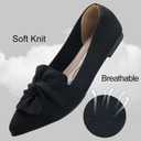 HIULYCENCE Flats for Womens Pointed Toe Ballet Flats with Bow Comfortable Knit Dressy Flats