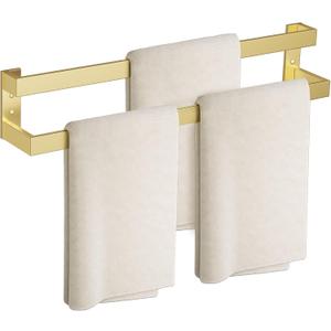 Double Towel Bar,Towel Rack for Bathroom Stainless Steel Wall-Mounted Bathroom Hardware Accessories Brushed Gold 32 Inch