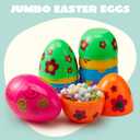 JOYIN 6 Pcs Large Printed Easter Eggs, 6 Inches Jumbo Plastic Eggs Fillable for Easter Themed Hunt Basket Stuffers Fillers Filling Treats Party Favor Classroom Prize Supplies