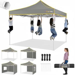 HOTEEL 10x10 Pop up Canopy Tent for Parties, Heavy Duty Easy Setup Tent with 4 Sidewalls, Outdoor Commercial Instant Gazebo for Wedding Event, with Portable Bag, Grey(Hexagonal Frame)