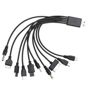 10 in 1 USB Multi USB Cables 20CM/7.87in for Mobile Phones, Speakers, Headphones & Older Mobile Phones