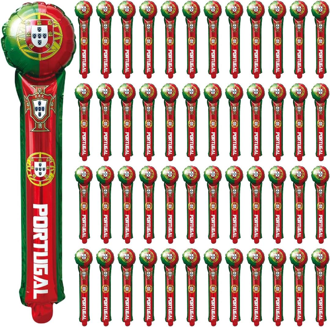 50 PCS Thunder Sticks, 24 Inch Portugal Cheer Sticks for World Cup, Noisemaker for Sporting Events, Boom Boom Stick for Watch Party