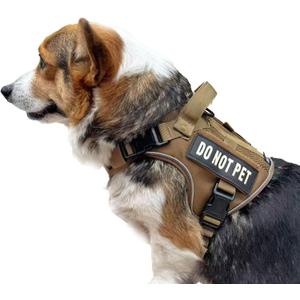 Tactical Dog Harness for Small and Medium Breeds, Air Dog Vest No Pull with Reflective Do Not Pet Patches, Breathable Dog Molle Vests for Training Walking Hunting Brown, M
