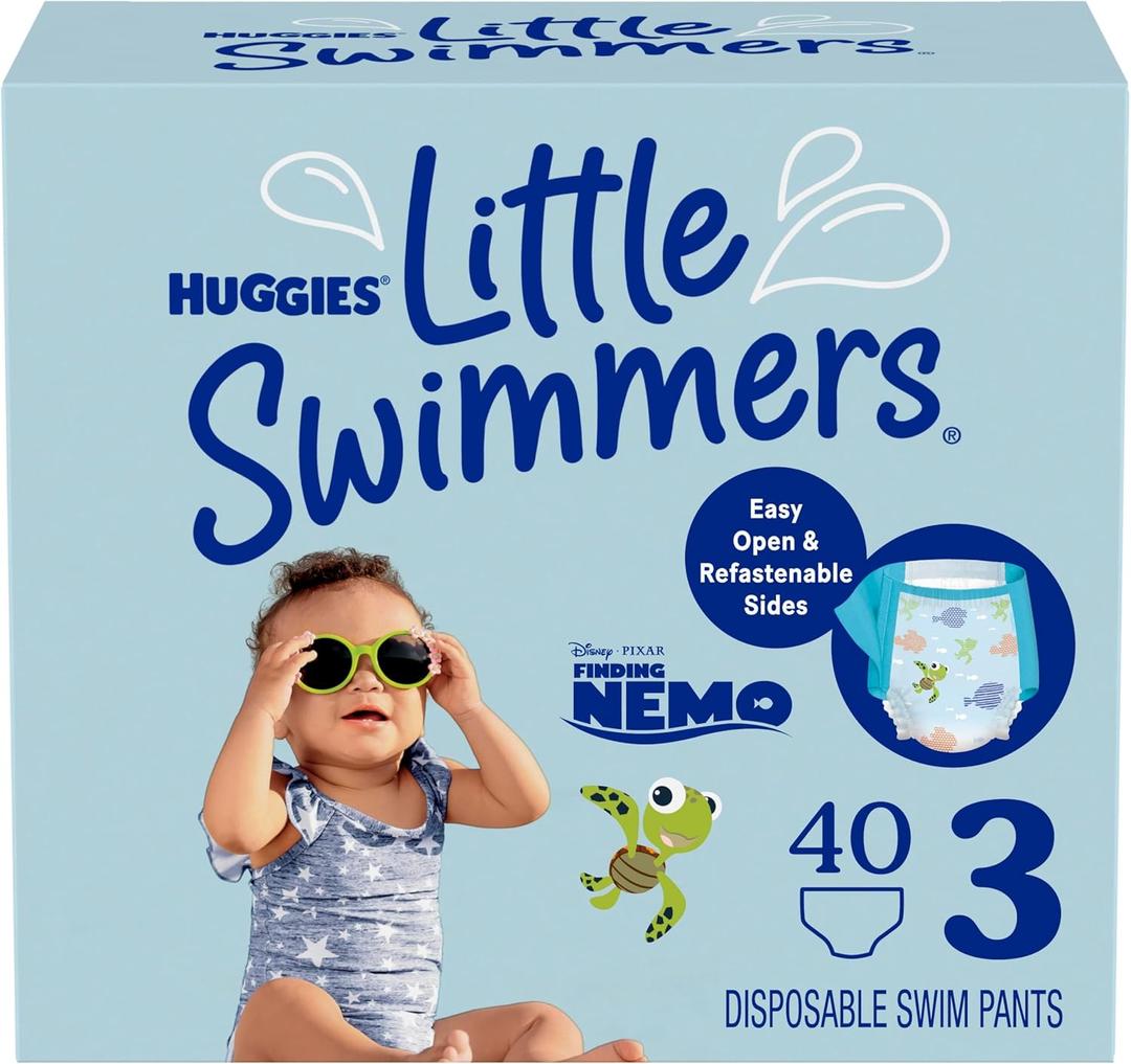 Huggies Little Swimmers Disposable Swim Diapers, Size 3 (16-26 lbs), 40 Ct (2 packs of 20), Packaging May Vary