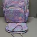 3Pcs Rolling Backpack for Girls Dream Princess Wind Bookbag with Wheels Travel Bag Trolley School Bag with Lunch Box Blue