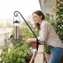 Heavy Duty Deck Hook,360 Rotating Design,Pole 16.5Long Metal Deck Railing Hooks for Hanging Bird Feeders,Planters,Suet Baskets,Lanterns,Wind Chimes,Clamp Mounted,Under 18 LBS(2PACK)