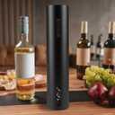 Wine Opener Electric Rechargeable, Rechargeable Battery Operated Wine Bottle Opener with Foil Cutter, One-click Corkscrew Remover for Home, Kitchen, Party, Wedding - Black