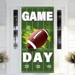 Football Party Door Decorations, Football Door Cover Game Day Banner Backdrop for Party Decorations 2026 (Grass)