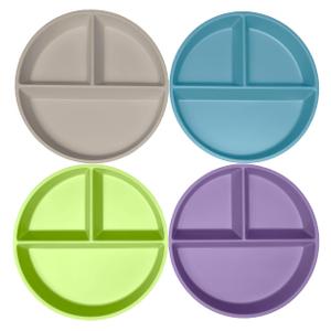 WeeSprout Divided Bamboo & Melamine Plates for Kids - Set of 4 Toddler Dinnerware, Food Grade, Kid Safe with Divided Design for Picky Eaters, Dishwasher Safe, Reusable Modern Tableware