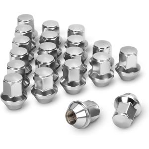 Dynofit 14x1.5 Factory Lug Nuts for Mustang Edge, 20pcs One-piece Style Chrome Wheel Nut Compatible With Ford Explorer Fusion Maverick, Alloy Steel Lugnut fit Aviator MKX Replace OE#ACPZ-1012-M/1012-D (Silver)