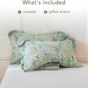 Lady Ann 100% Cotton Floral Oversized Queen Quilt Set - Green Flower Bird Butterfly Pattern Print Quilted 102x118 Bedspread & Coverlet Set, 3 PCS Lightweight Extra Soft Queen Bedding Sets All Season