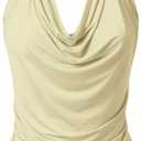 Women's Casual Halter Neck Draped Front Sexy Open Back Tank Top (S-3XL) (XL, Ett006_cream)