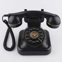 Old Fashioned Landline Phones with Classic Metal Bell, 1960s Vintage Corded Dial Phone Classic Old Fashion Telephones Wired Desk Telephone for Office and Home, Black