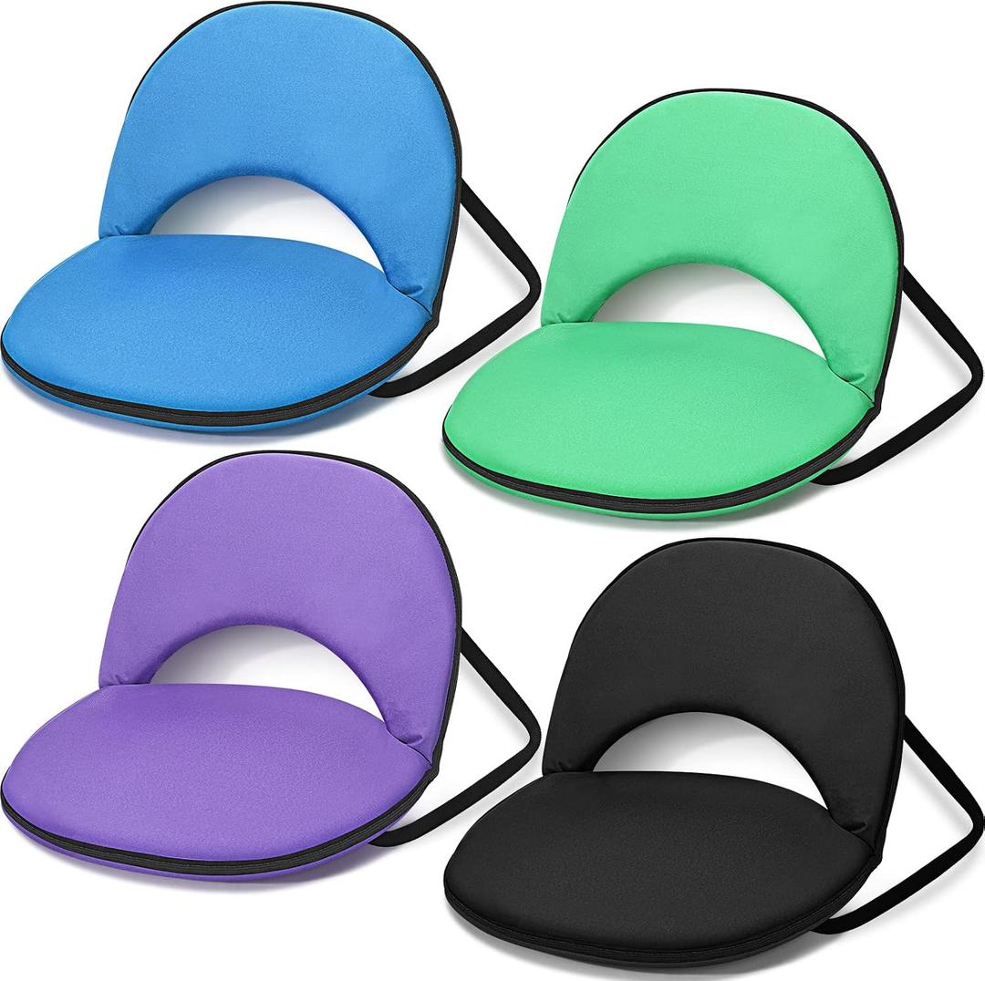 Maitys 4 Pcs Stadium Seats for Bleachers with Back Support, Foldable Padded Chair for Stadium with 5 Adjustable Positions, Portable Floor Seating Chair for Camping, Concert, Classroom (Multicolor), 29.5 x 21.7 x 2 Inch