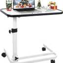 Medical Rolling Bedside Table with Wheels, Over Bed Table with Storage, Serving Tray, Laptop Computer Desk for Elderly, Hospital Patient, Home Care, White