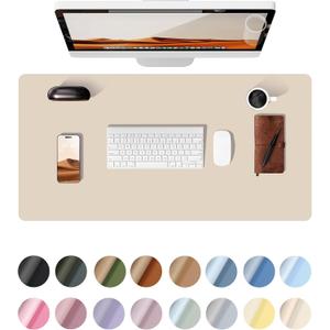 YSAGi Leather Desk Pad Protector, Office Desk Mat, Large Mouse Pad, Non-Slip PU Leather Desk Blotter, Waterproof Laptop Desk Writing Pad for Office and Home (23.6" x 13.8", Eggshell)