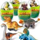 Tonberless 4 Pack Dinosaur Pull Back Cars, Toddler Easter Basket Stuffers Gifts Party Favors, Prefilled Easter Eggs Fillers with Toys Inside Filled for Kids Teens Boys Girls