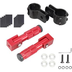 Motorcycle Foot Pegs with Guard Rail Fastener M8 90 Degree Foldable Footpegs A (Red)
