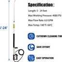 RAYNEL 24FT Telescoping Pressure Washer Extension Wand with Brush Head, 2 Power Washer Extension Wands, Gutter Cleaner Attachment, 7 Spray Nozzle Tips, Support Belt and 2 Hose Adapters