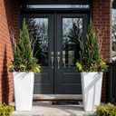 KOL Planters for Outdoor Plants, 28 Inch Tall White Flower Pots 2 Pack, Large Plastic Plant Pots with Drainage Hole and Dual-Purpose Tray, Decorative Indoor Planter for Front Porch Patio Garden