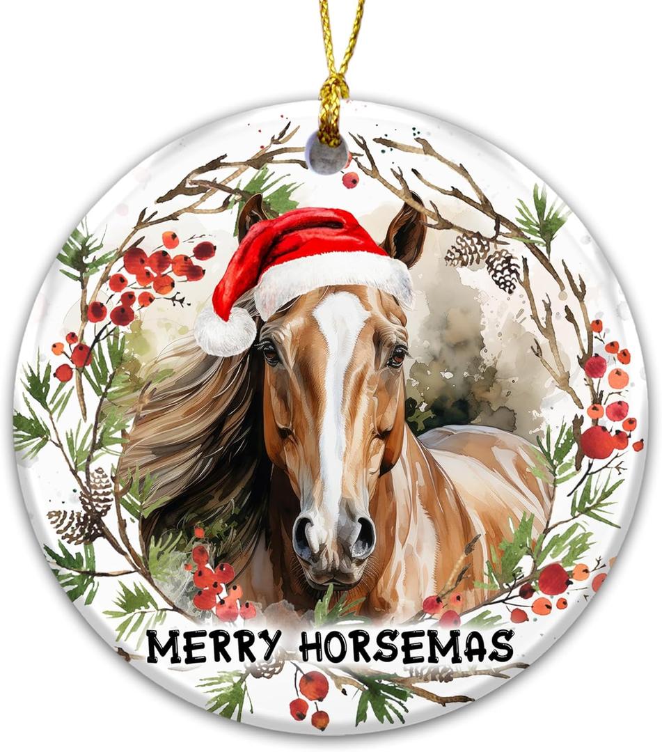 Horse Lover Ornament 2025, Merry Horsemas Ornament  Funny Equestrian Christmas Dcor, Farmhouse Country Tree, Horse Owner Gift, Rustic Farm Animal