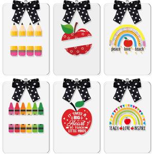 6 Pcs DIY Teacher Clipboards with Low Profile Clip and Polka Dot Ribbon 12.5 x 9 Inch Teachers Apple Acrylic Clipboards Teacher Appreciation Gift for Back to School Classroom Decor