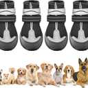 Dog Shoes, Otunrues Dog Shoes for Small Medium Large Dogs, Anti-Slip Dog Boot with Reflective, Waterproof Dog Booties & Paw Protectors for Winter Snowy Hot Pavement Day (Black, L)